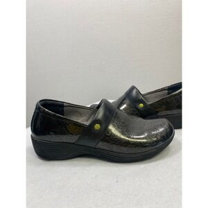 Work Wonders by Dansko Women's Slip On‎ Clogs Shoes Black Floral Patent Size 40